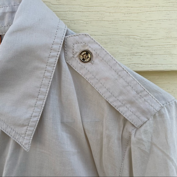 Tory Burch Women's Brigitte Tab Sleeve Button Down Shirt Blouse Semi Sheer Sz 8 - Picture 7 of 10